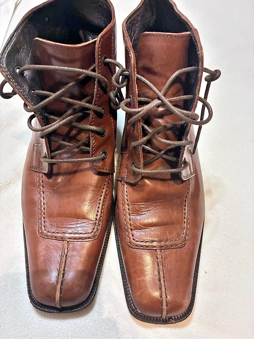 Joan & David Leather Lace-Up Ankle Boots Brown US 6.5
